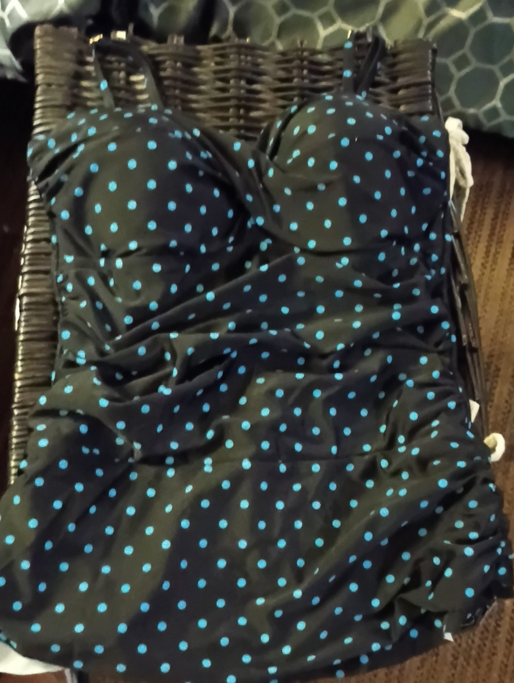 Vintage Blue And Black Bathing Suit One Piece Adult Size 12